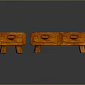 Two Wooden Furniture Pieces Small and Large With Drawers Mahogany Color Reflective Surface