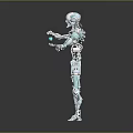 Futuristic Humanoid Robot Character With Mechanical Joints Teal Core And Articulated Limbs