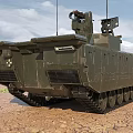 Modern Military Tank With Turret Tracks And Antennas On Dry Arid Ground