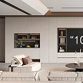 Modern Living Room Interior Design With Large Screen TV Comfortable Sofa And Coffee Table