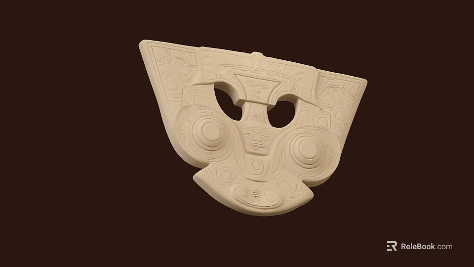 Intricately Carved White Sculpture With Symmetrical Design And Circular Holes 3d model 