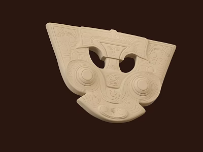 Intricately Carved White Sculpture With Symmetrical Design And Circular Holes 3d model