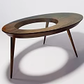 Modern Oval Coffee Table With Wooden Frame Glass Top Circular Cutout And Slim Legs