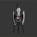 Futuristic Laser-Equipped Weapon With White Body Emitting Red Beam And Three Support Legs
