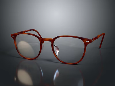 Tortoise Shell Square Frame Glasses With Clear Lenses On Dark Background 3d model