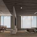 Modern Hotel Guest Room With Wooden Ceiling Large Windows And Natural Light