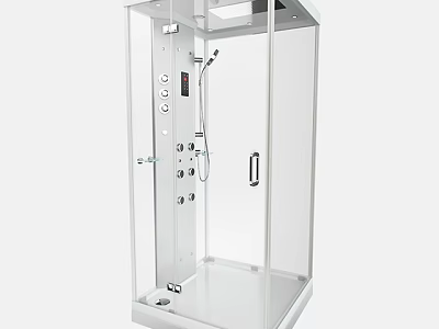 Modern Transparent Glass Shower Cabin With Control Panel And Shower Head 3d model