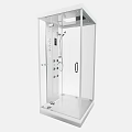 Modern Transparent Glass Shower Cabin With Control Panel And Shower Head