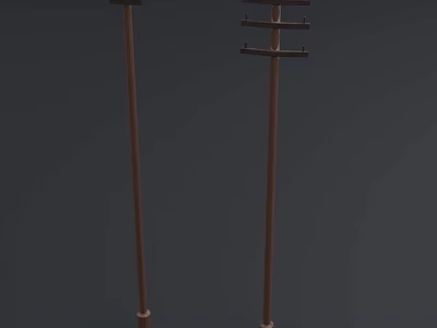 Public Utility Poles With Cross Arms For Electrical Power Distribution 3d model