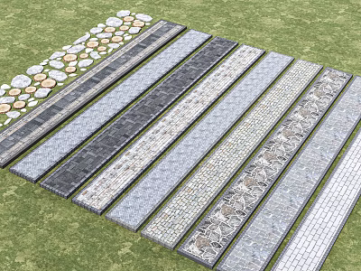 Various Garden Path Paving Designs Featuring Stone Slabs Pebble Patterns and Textures 3d model