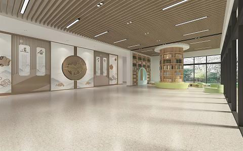 New Chinese Reading Room School Book Corner 3d model