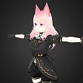 Anime Character With Pink Hair Red Eyes And Cat Ears In Black Outfit Arms Outstretched