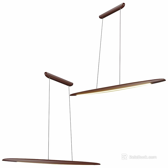 Modern Long Strip Wooden Ceiling Light For Home Interior Lighting Design 3d model