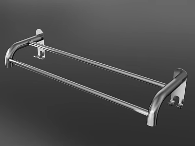 Double Towel Rack Hardware Tool Stainless Steel For Bathroom Wall Mounted 3d model