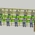 Industrial Equipment Featuring Metal Frames Green Panels And Workers In Operation