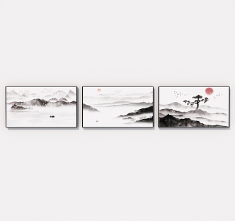 New Chinese Landscape Painting Decorative Painting Ink Landscape 3d model