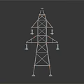Power Transmission Tower 3D Model With Metal Lattice Structure And Insulators
