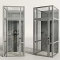 Modern Glass Elevator With Silver Frame Transparent Glass Interior Control Panel And Marble Wall 3d model