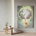 Nordic Cream Hanging Painting Abstract Fawn Oil Painting Modern Hanging Painting Decorative Ornaments Wall Decorations 3d model