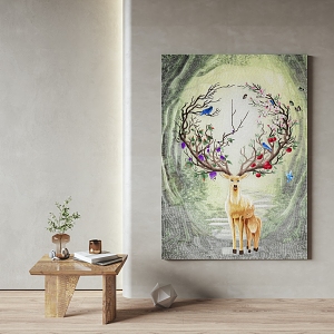 Nordic Cream Hanging Painting Abstract Fawn Oil Painting Modern Hanging Painting Decorative Ornaments Wall Decorations 3d model