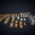 Industrial Conveyor Belt Assemblies With Various Mechanical Parts And Machinery Components