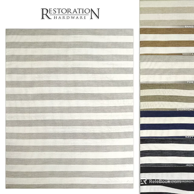 Square Rug Striped Design with Multiple Color Options for Home Decor 3d model