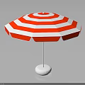 Red And White Striped Outdoor Umbrella With Stable White Base For Daily Use