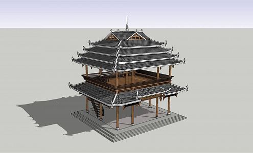 Ethnic Pavilion Miao Viewing Pavilion 3d model