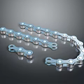 Silver Reflective Automotive Metal Chain Parts with Link Structure on Dark Background