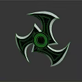 Black And Silver Three Bladed Shuriken Metal Weapon Design With Reflective Surface On Dark Background