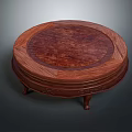 Round Wooden Dining Table With Classic Carved Legs And Natural Wood Grain