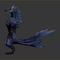Detailed 3D Sci Fi Creature Character Featuring Blue Gray Armored Skin And Standing Pose