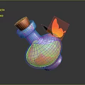 Colorful Magical Bottle With Red Cork Blue Neck And Orange Butterfly