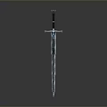 Decorative Sword With Blue Crystal Blade And Black Handle Design 3d model