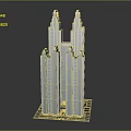 Modern Twin High Rise Office Buildings With Sleek Glass Facade And Contemporary Design