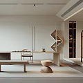 Modern Tea Room Interior Design With Wooden Table Chair And Decorative Plant Elements