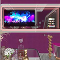 Stylish Modern KTV Lounge with Purple Lighting Sofa TV Screens and Coffee Table