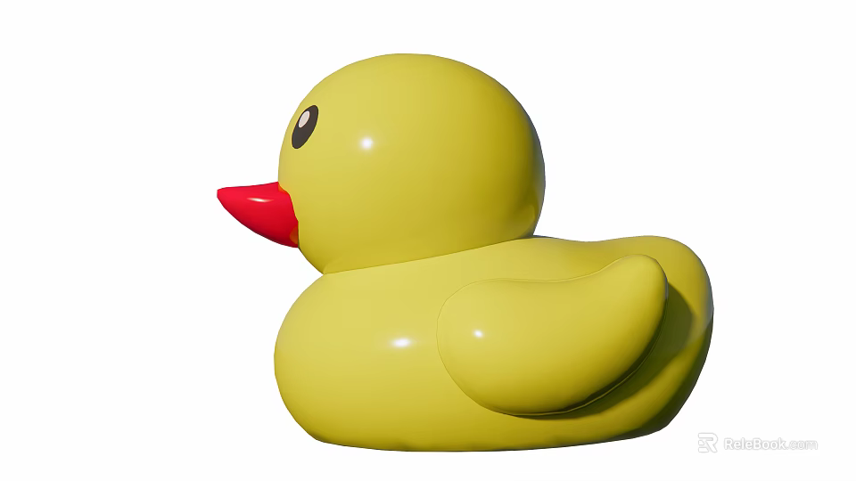 Yellow Rubber Duck Toy With Red Beak Classic Design For Kids Play 3d model 