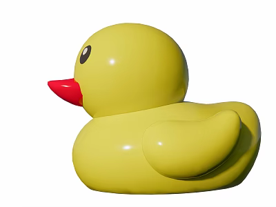 Yellow Rubber Duck Toy With Red Beak Classic Design For Kids Play 3d model
