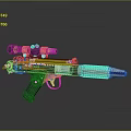 Futuristic Sci Fi Weapon With Mounted Scope And Sleek Barrel Grip Design 3d model