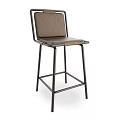 Stylish Brown Leather Bar Stool Featuring Black Metal Frame And Comfortable Seat
