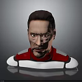 Tony Stark 3D Character Bust Model With Red Silver Armor And White Base