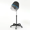 Commercial Salon Hair Drying Equipment With Black Hood Blue Stripe Adjustable Stand On Wheels