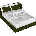 Modern Double Bed With Green Upholstered Frame White Sheets And Pillows