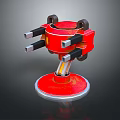 Red Mechanical Device With Circular Base And Black Silver Metal Components 3d model
