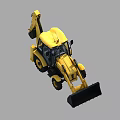 Yellow Utility Vehicle With Front Loader Bucket And Backhoe Arm For Construction 3d model