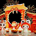 New Chinese Style Meichen Guochao Year of the Snake Spring Festival Meichen Lantern Festival New Year Festival Meichen New Year Atmosphere Net Celebrity Punch-in Spring Festival Red Lantern Decoration Year of the Snake New Year Punch-in Device 3d model