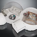 Modern Spherical Interior Design With Living Area Bedroom Sofa Bed And Furniture