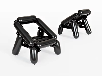 Stylish Black Balloon Design Single Chair With Modern Unique Structure 3d model