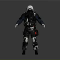 Game and Movie Tactical Character With White Helmet Black Armor And Gear